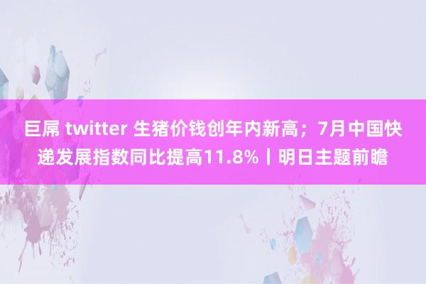 巨屌 twitter 生猪价钱创年内新高；7月中国快递发展指数同比提高11.8%丨明日主题前瞻