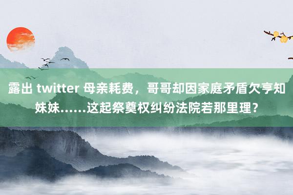 露出 twitter 母亲耗费，哥哥却因家庭矛盾欠亨知妹妹......这起祭奠权纠纷法院若那里理？