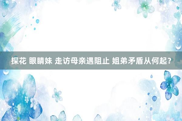 探花 眼睛妹 走访母亲遇阻止 姐弟矛盾从何起？