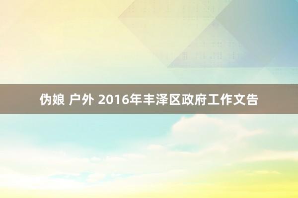 伪娘 户外 2016年丰泽区政府工作文告